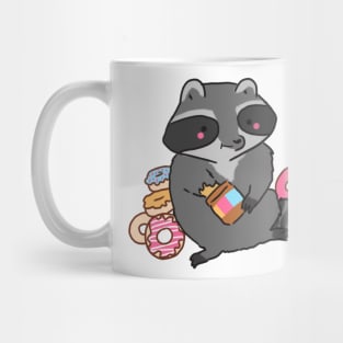 raccoon and donuts Mug